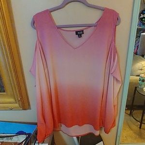 cold shoulder pink ombre shirt